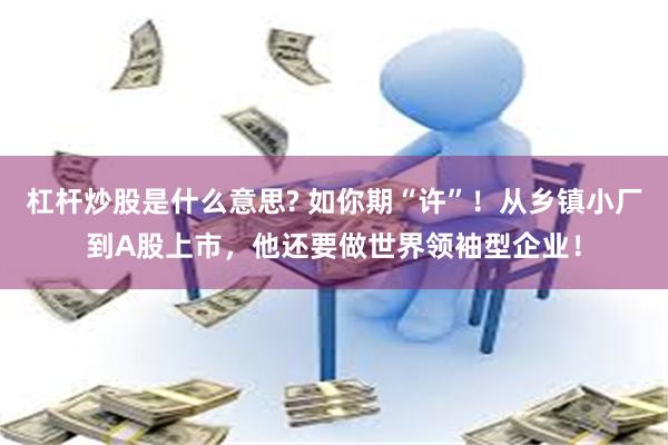 杠杆炒股是什么意思? 如你期“许”！从乡镇小厂到A股上市，他还要做世界领袖型企业！