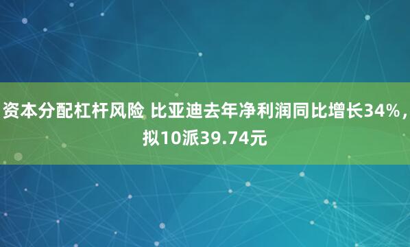 资本分配杠杆风险 比亚迪去年净利润同比增长34%，拟10派39.74元
