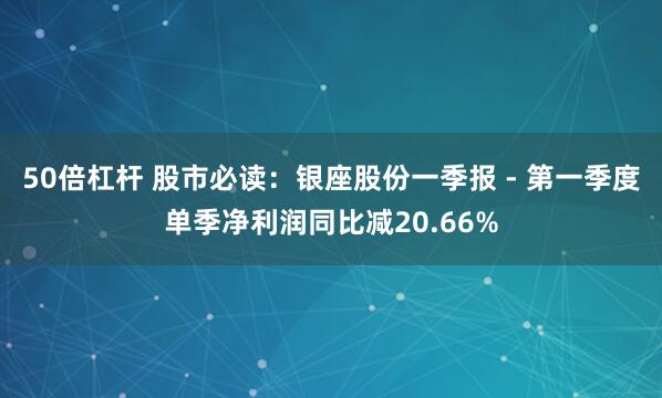 50倍杠杆 股市必读：银座股份一季报 - 第一季度单季净利润同比减20.66%