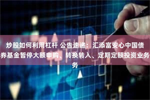 炒股如何利用杠杆 公告速递：汇添富安心中国债券基金暂停大额申购、转换转入、定期定额投资业务