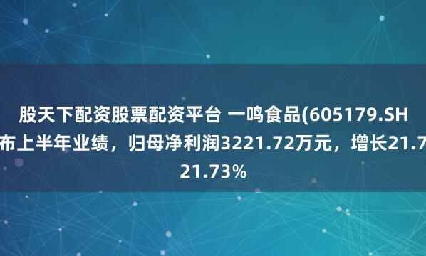 股天下配资股票配资平台 一鸣食品(605179.SH)发布上半年业绩，归母净利润3221.72万元，增长21.73%